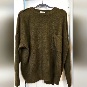 Oversized Dark Olive Green Sweater by Zenana